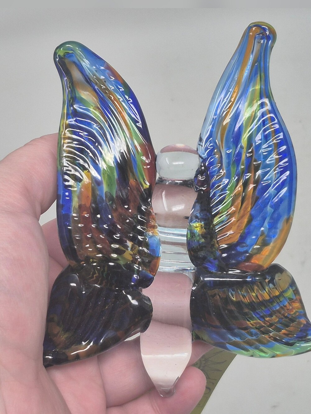 Kitras Hand Blown Art Glass Hanging Butterfly
